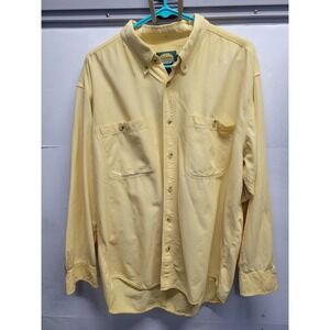 Vtg Cabelas Mens Long Sleeve Button Up Shirt Yellow L Reg Outdoor Casual
